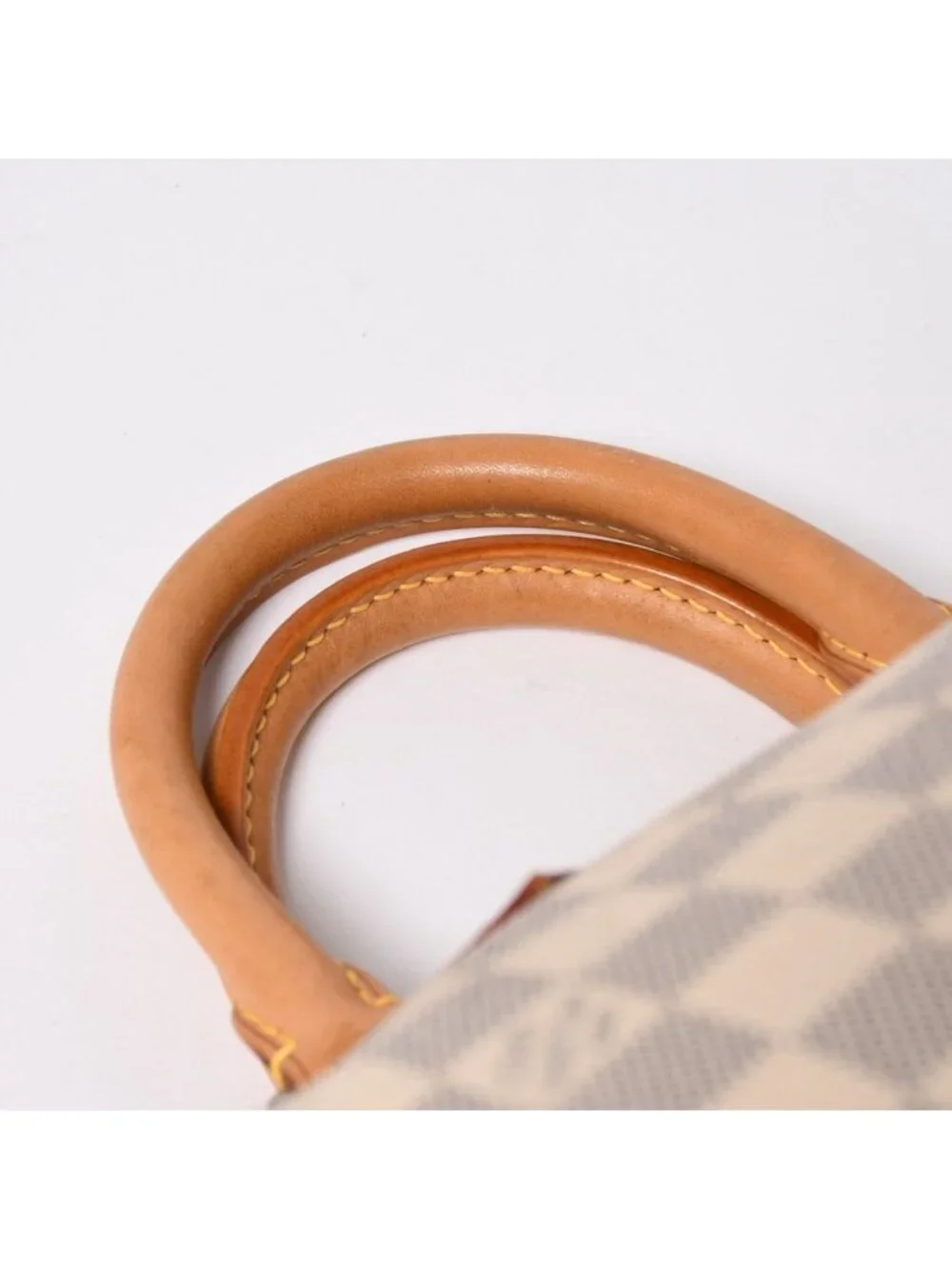 Louis Vuitton Damier Azur Speedy Bandouliere 25 Vachetta Leather White Gold